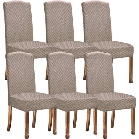 Housses de chaise de salle à manger extensibles imperméables jacquard twill (lot de 6) (1/5)