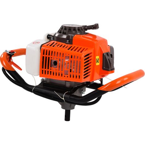 Tarière électrique 2,3 kW avec cordon de démarrage, moteur 2 temps 63 cm³, machine à creuser les trous pour poteaux de clôture (1/5)
