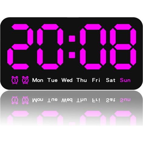 Horloge Murale Digitale à Grand Affichage - Réveil LED avec Double Alarme et Luminosité Réglable (1/5)