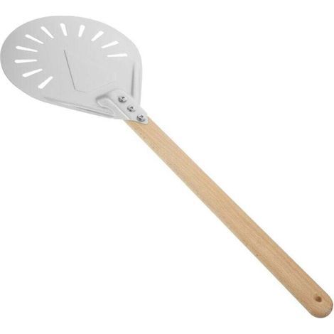 YMYNY 7-Zoll-Pizzaschaufel mit Perforation, Pizzaspatel, runder Pizzaschieber aus hartanodisiertem Aluminium, hohe Temperaturbeständigkeit zum Backen von hausgemachten Pizzas und Brot im Ofen (1/4)