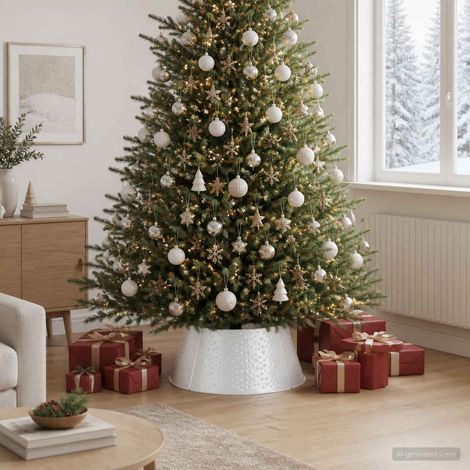 vidaXL Falda de árbol de Navidad Cono Blanco Ø 62 x 25 cm Acero (1/5)