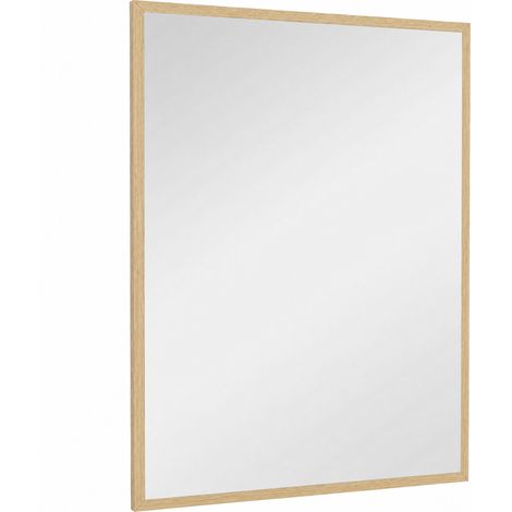 Miroir de salle de bain 70x90 cm, miroir mural décoratif pour salon, entrée, couloir, orientation horizontale ou verticale, couleur naturelle (1/5)