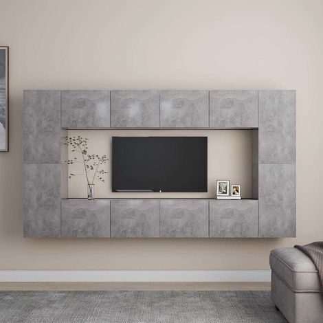 vidaXL 8 Piece TV Cabinet Set Concrete Grey Engineered Wood (1/5)