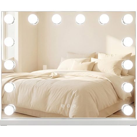 Miroir de Maquillage avec éclairage, 14 LED à intensité Variable, 3 Couleurs de lumière, Miroir cosmétique Smart Touch, Miroir cosmétique Lumineux, 50 x 12 x 43 cm (1/5)