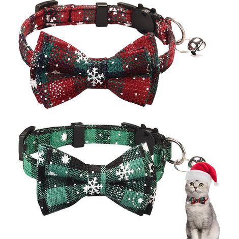 2 Piezas Collier pour Chat Tartan Flocon de Neige de Col Réglable pour Toutes Les Tailles de Chats Chiens Équipé - MMCD-ZGL-04934 (1/5)