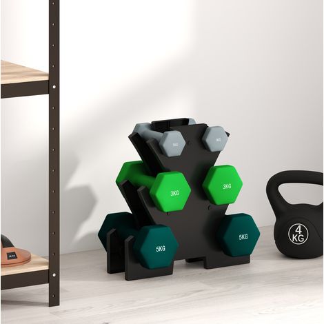 Kit de 6 haltères multicolore avec rack pour home gym – MEUBLIV (1/5)