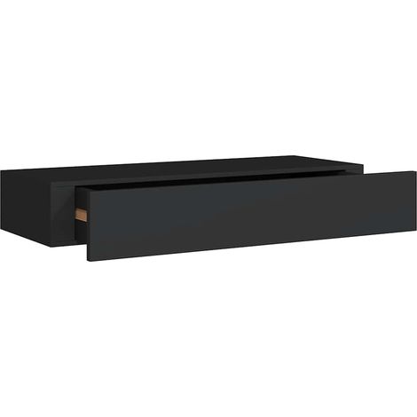 Maison Exclusive - Wandregal mit Schublade Schwarz 60x23,5x10 cm (1/5)