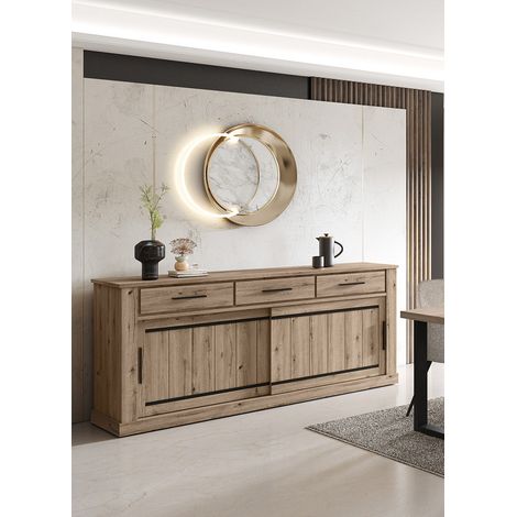 Buffet/bahut style campagne 218 cm chêne copper Curby (1/5)