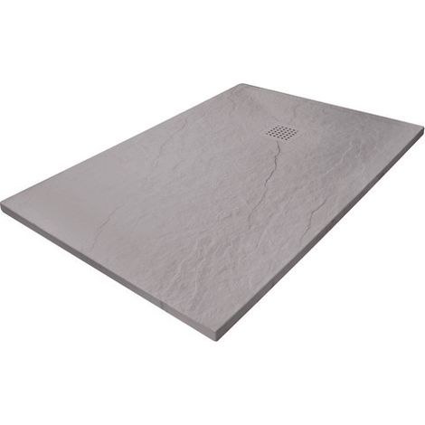 ONDEE ZEN - Receveur de douche NARA - Antidérapant Découpable 90x200 cm Résine - Gris - Bonde (1/3)
