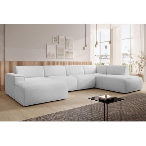 AX LIVING XXL Sofa U Form Didim Weiß 378 cm modern & großzügig R