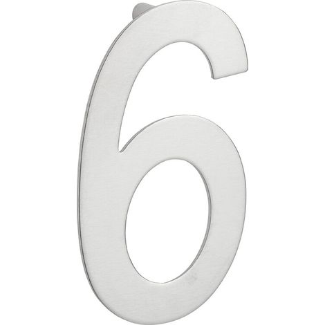 Chiffre 6 à visser, inox, H.100mm - (1/2)