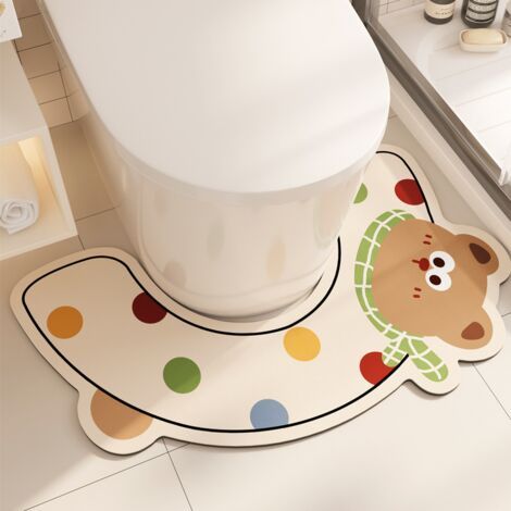 Tapis de bain à motif teckel, housse de siège de toilette, tapis en forme de U, tapis de bain absorbant – 1 pièce (1/2)