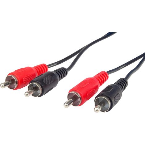 Câble Cinch 5m, 2x fiche RCA Cinch vers 2x fiche RCA Cinch, câble de connexion audio vidéo, stéréo, pour TV, téléphones portables, MP3, HiFi, couleur noir (Lot de 2)
