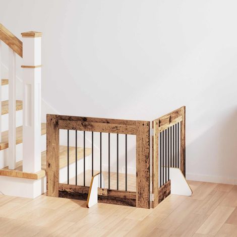 vidaXL Cancello per cani con supporti 2 pcs Legno antico 80 x 60