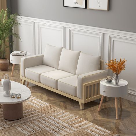 Lot de 2 tables basses - table de chevet - table de nuit ronde - design scandinave table d'appoint bout de canapé (1/5)