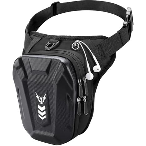 Sacoche de jambe extensible, [rangement extensible] sac moto, banane EVA coque dure résistante, bande réfléchissante et sangle ajustable, pochette taille homme femme vélo course voyage