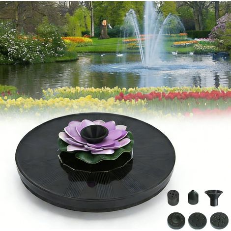 BOMCLAP Fontaine Lotus, Fontaine Solaire pour Bassin aux Oiseaux - Pompe Flottante Solaire avec Jets pour Jardin, Piscine,φ16cm (1/5)