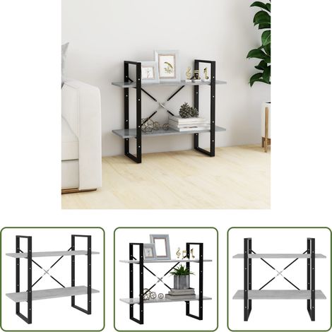 Bücherregal Holz -  Bücherregal 2 Fächer Betongrau 80x30x70 cm Holzwerkstoff (1/5)