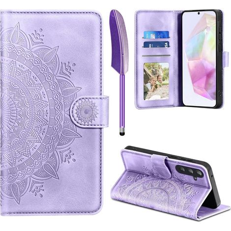 Handyhülle für Samsung Galaxy A35 5G, Flip Wallet mit Kartenfach, Standfunktion, Hellviolett (1/5)