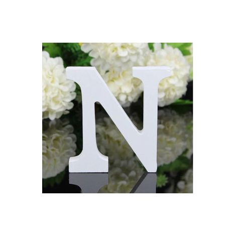 LETTERA "N" IN LEGNO BIANCO 12CM ALFABETO MATRIMONI COMPLEANNI DECORAZIONI FESTA