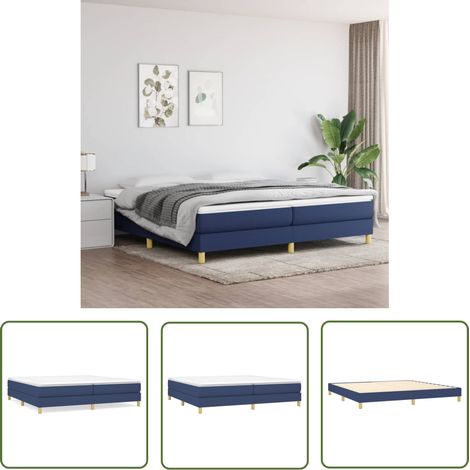 The Living Store Cadre de lit sans matelas bleu 200x200 cm tissu - Cadre De Lit - Lit Double - Lit Bleu - Literie - Meuble Chambre (1/5)