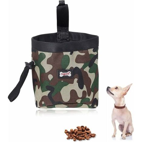 Sac à croquettes pour animaux 13 x 6,5 cm avec cordon de serrage et distributeur de déchets - Vert