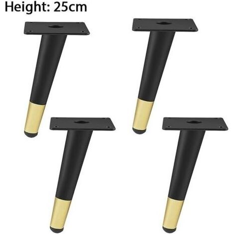 4pcs pieds de meubles en fer antirouille pieds de meubles coniques pour table basse or noir 10cm 4PCS (1/5)