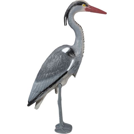 Heron Decorative Statue, Protection Against Fish Hunters, Standing Bird, Pond, To Plant, Pe, Grey (1/4)