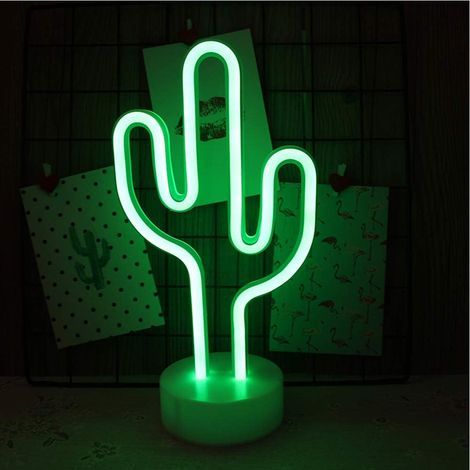 LED-Lichtschild, Wanddekoration, Nachtlicht, USB/Neon, batteriebetrieben, für Weihnachten, Geburtstag, Geschenk, Party, Kinder, Wohnzimmer, Hochzeitsdekoration (Kaktus) (1/3)