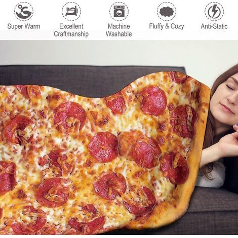 Pizzadecke, Tortilla-Taco-Decke, Kuscheldecke, hochwertiges, weiches Mikrofaser-Fleece, origineller Artikel für Erwachsene, Kinder und Jugendliche, 125 cm x 125 cm (1/5)