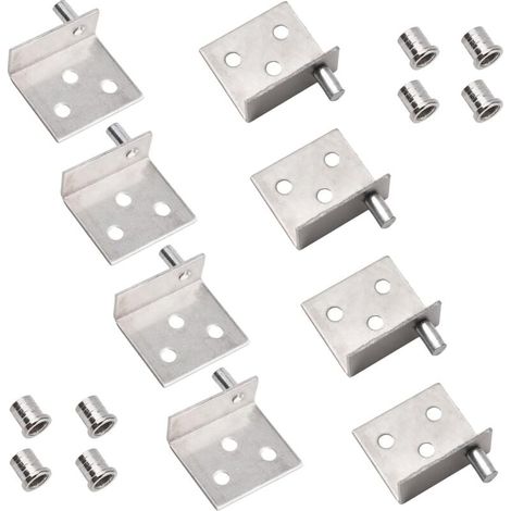 Lot de 4 charnières pivotantes à arbre dissimulé pour porte d'armoire en bois avec goupille pour porte d'armoire en bois à pivot libre (argent) (1/5)