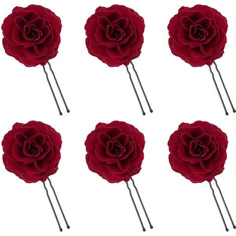 Lurrose Haarspangen-Set mit 6 Haarspangen für Damen, verziert mit künstlichen Rosen, für Hochzeiten und Partys. Dekoratives Haaraccessoire. – 9,00 x 4,00 x 3,00 cm (1/3)