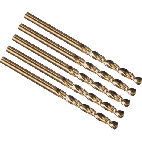 3.3mm Foret Hélicoïdal, Tige Droite Jobber 135° Finition Or Acier Rapide M42 8% Cobalt, Mèche pour Perçage Métal de Dureté Moyenne Alliage de Titane Haute Température, Lot de 5 (1/5)