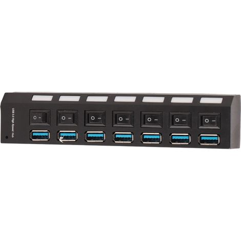 Hub USB 3.0 7 Ports avec Alimentation - Compatible USB 2.0/1.1, Indicateurs LED, pour PC Windows/Mac - Concentrateur USB Haute Vitesse (1/5)