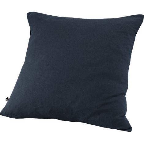 Taie d'oreiller Gaze de coton 60 x 60 cm GAIA coloris Bleu Minuit