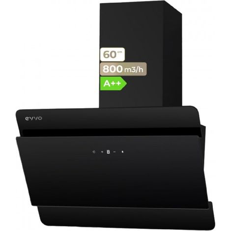 Cappa decorativa evvo ce42 cristal black 800 m³/h 220 W