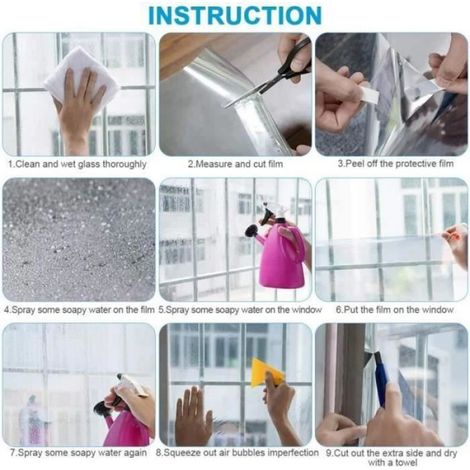 Film de fenêtre - Argent - 60x200cm - Auto-Adhésif - Protection Anti-UV - Effet Miroir (1/4)