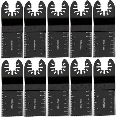 Lame doutil multifonction Lames de Scie Oscillantes pour Métal/Bois, 10 PCS Outil Multifonction Saw Blades Accessoires Kit de 34mm, Accessoires d'outils en Acier au Carbone, pour Bosch Fein - Noir-RAP (1/5)