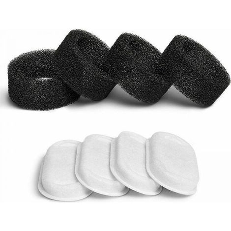Filter for drinking fountain, 8 filters + 8 sponges, filter for drinking fountain for cats with resin and activated carbon (1/4)