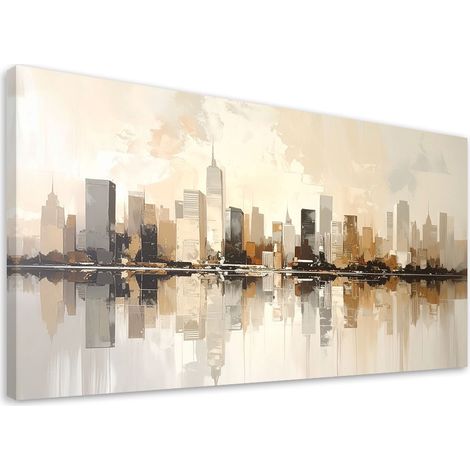 Tabelau sur Toile, Ville moderne aux couleurs beiges,120x60 (1/4)