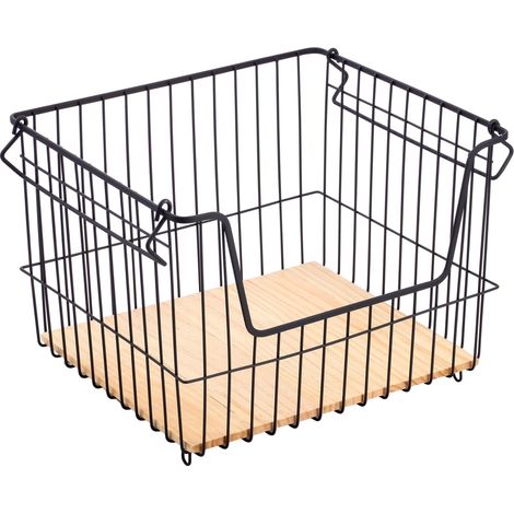 MAURY'S WOODY CESTINO ALTO CON MANIGLIE IN FERRO E LEGNO 32X27XH23 CM (1/2)
