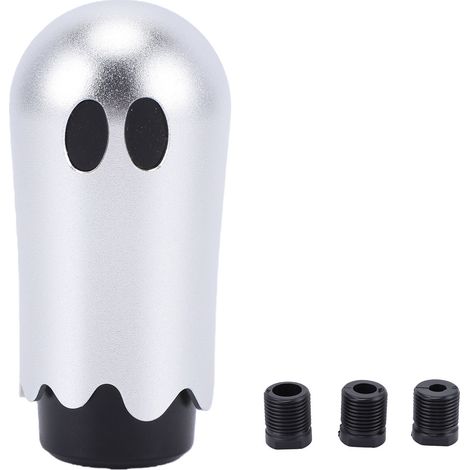 Pommeau levier vitesse fantôme aluminium lesté pour voiture avec 3 adaptateurs filetés, argent (1/5)