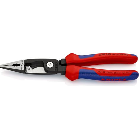 KNIPEX 13 82 200 SB Pince pour installations électriques avec poignées multimatières atramentisée noire 200 mm
