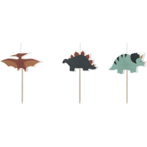 Dinosaurier-Geburtstagskerzen, 3 cm, 3 Stück