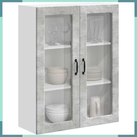 885158 Meuble mural de cuisine avec porte Gris béton 80 x 31 x 100 cm (1/5)