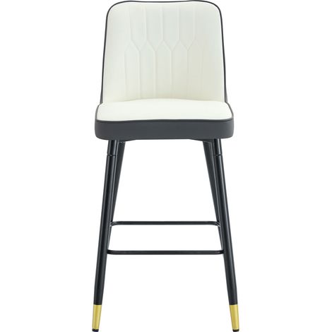 Set de 2 taburetes de bar de 100 cm en polipiel blanco/gris oscuro con estructura metálica (1/5)