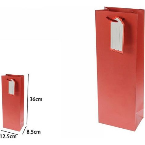 TrAdE Shop Traesio - Set 3 Buste Borsa Regalo Sacchetto Targhetta Bottiglie 36x12.5x8.5cm 69893 Rossa -