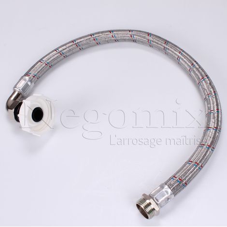 Negomix – Tuyau tressé flexible inox 70 cm – Raccord mâle et femelle 1' – Diamètre 26x34 – Pour cuve de récupération d'eau