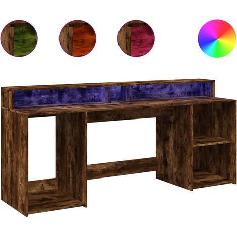 Maison Exclusive - LED-Schreibtisch Räuchereiche 200x55x91 cm Hol