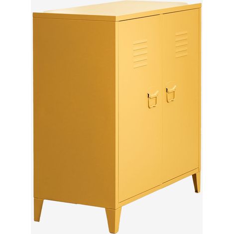 Sklum – Buffet casier 2 portes en acier – Dimensions 90x80x40 cm – Style industriel moderne – Rangement intérieur pour documents et effets personnels (1/5)